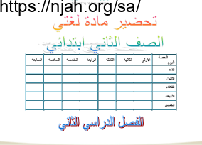 تحضير نموذج (2) عربي ثاني ابتدائي الفصل الثاني