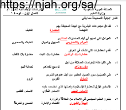 مراجعة جميع الوحدات اجتماعيات أول متوسط الفصل الاول