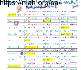 أوراق تفاعلية العمليات على الدوال رياضيات3