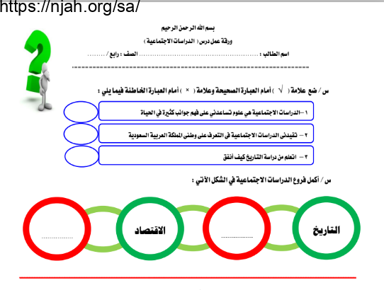 أوراق عمل اجتماعيات للصف الرابع الابتدائي الفصل الأول