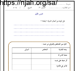 أوراق عمل حديث ثالث متوسط الفصل الاول