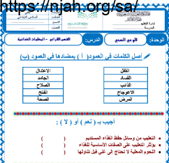 أوراق عمل عربي سادس الفصل الثالث