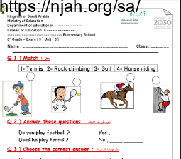 اختبار الوحدة الثالثة انجليزي We Can 5 للصف السادس أ. بدر الشهري