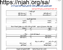 اختبار تشخيصي عربي رابع الفصل الثالث