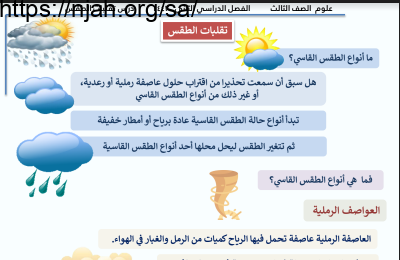 تقلبات الطقس علوم ثالث ابتدائي الفصل الثاني