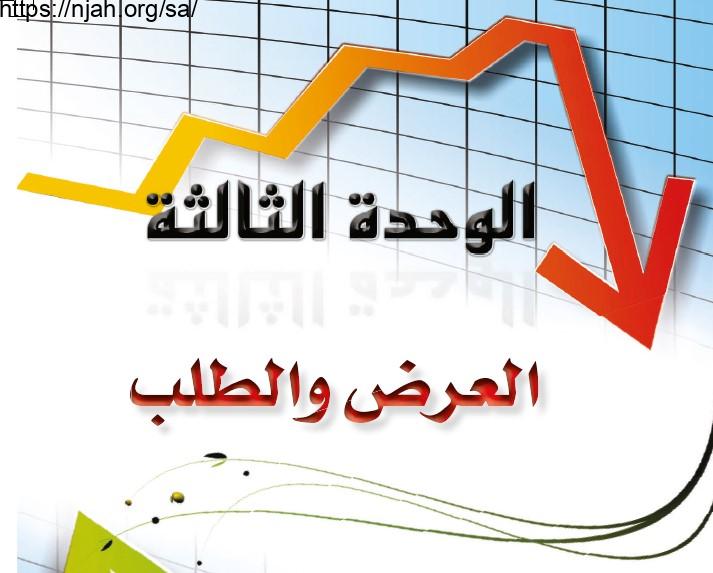 حل الوحدة الثالثة العرض والطلب علوم إدارية 2 مقررات