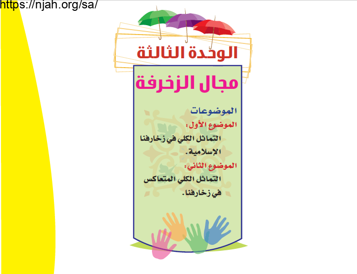 حل الوحدة الثالثة مجال الزخرفة تربية فنية رابع ابتدائي الفصل الثاني