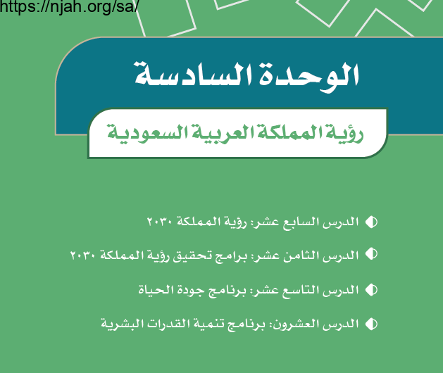 حل الوحدة السادسة رؤية المملكة العربية السعودية اجتماعيات سادس ابتدائي