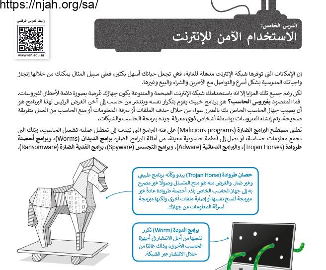 حل درس الاستخدام الآمن للإنترنت مهارات رقمية أول متوسط الفصل الثاني