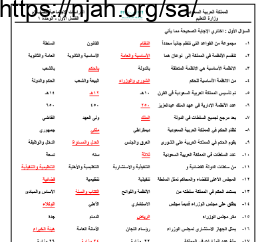 مراجعة اجتماعيات الوحدة الأولى (الأنظمة في المملكة العربية السعودية) اجتماعيات ثالث متوسط الفصل الاول