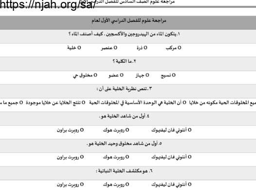 مراجعة علوم سادس لابتدائي الفصل الأول أ. يوسف البلوي