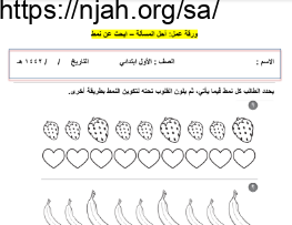 ورقة عمل أحل المسألة أبحث عن نمط رياضيات أول ابتدائي أ. حسن القرني