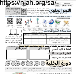 ورقة عمل النمو الخلوي مع الحل مقرر أحياء 3 أ. فيصل الجمعان