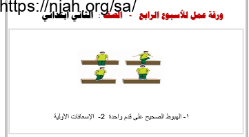 ورقة عمل الهبوط الصحيح على قدم واحدة تربية بدنية ثاني ابتدائي الفصل الثاني