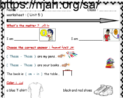 ورقة عمل الوحدة الخامسة انجليزي We Can 2 للصف الرابع أ. بدر الشهري