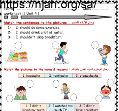 ورقة عمل الوحدة الرابعة انجليزي We Can 6 للصف السادس أ. بدر الشهري