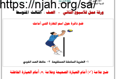 ورقة عمل حائط الصد الفردي تربية بدنية ثالث متوسط الفصل الثاني