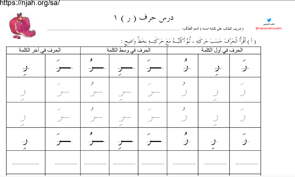 حروف الوحدة الاولى لغتي اول ابتدائي